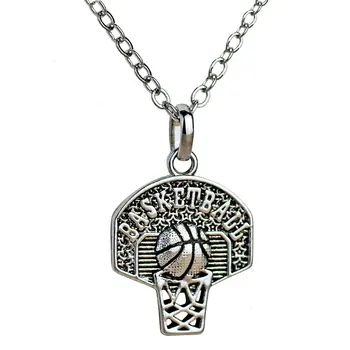 

Sports Basketball Necklace Pendant Basketball Hoop Charm Vintage Necklace Basketball Fan Gift Party Sport Jewelry 10pcs
