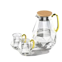 Decoration Cold-Kettle-Cup Glass Gold-Handle Water-Ware Coffee Transparent Diamond Tea-Set