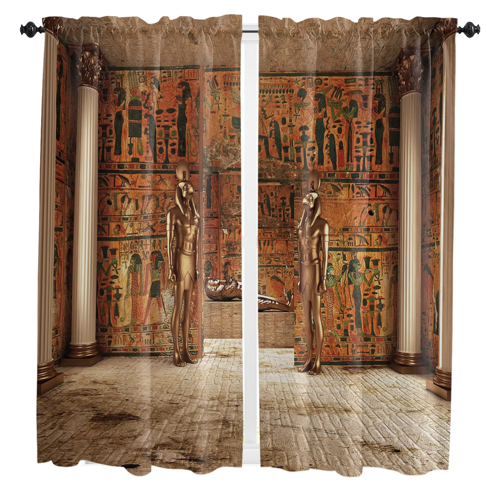 Tomb Of Pharaoh Egypt Golden Tomb Curtains for Living Room Bedroom