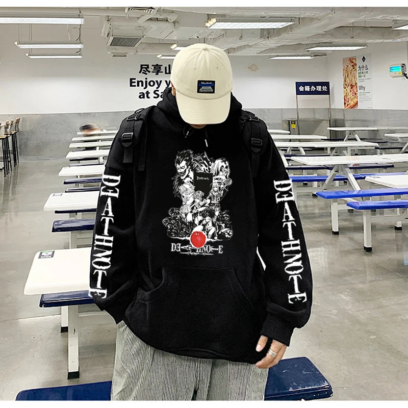 Oversized Men's Hoodie Death Note Anime Harajuku Top Funny Anime Print Unisex Cosplay Cool Sweatshirt Black Clothes Hip Hop Top