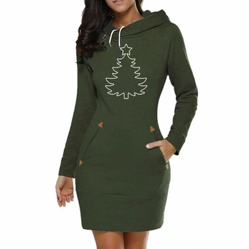 

Hoodies For Women Long Dress Christmas Tree Print Sweatshirts Hoodies Women Femmes Tops Hoody Cute Casual Girls