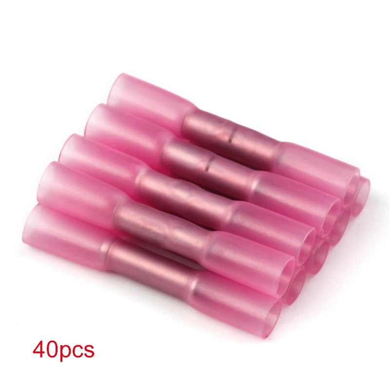 40pcs red 100/50 шт красный термоусадочные обжимных разъёмов, коннекторов для электрических проводов обжимной терминал Разъемы Водонепроницаемый припоя уплотнения разъем комплект - Цвет: 40pcs red