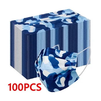 

50/100Pcs Disposable Camouflage Face Mouth Mask Non-woven 3 Layers Anti Dust Smog Haze Filter Breathable Gauze Mouth Muffle