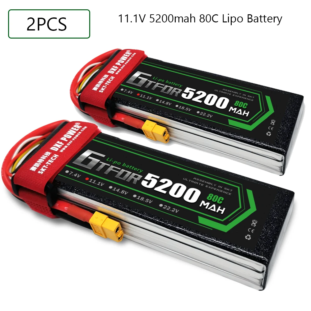

GTFDR 3S 11.1V 5200mah 80C-160C Lipo Battery 3S XT60 T Deans XT90 EC5 For FPV Drone Airplane Car Racing Truck Boat RC Parts