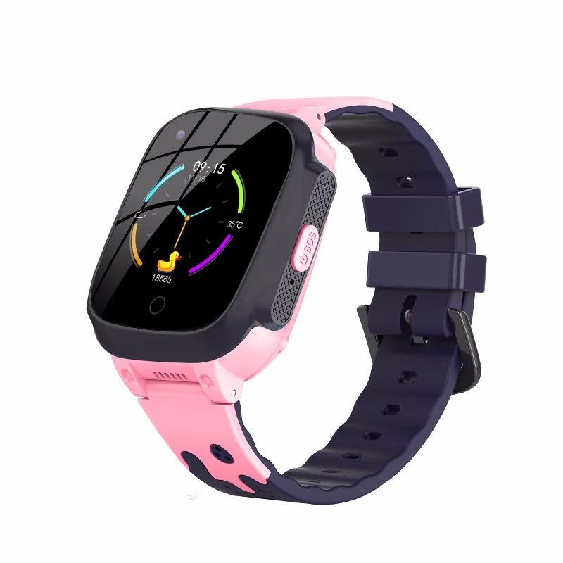 PInk 4G EUR version Детские умные часы для детей, сеть 4G, Wi-Fi, gps, SOS, умные часы для детей, видеозвонок, IP67, водонепроницаемый будильник, камера, детские часы - Цвет: PInk 4G EUR version