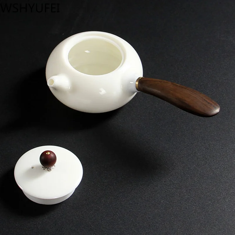 Стиль белый фарфор Боковая ручка чайник анти-скальдинг тепла чайный набор кунг-фу чайник бытовой Питьевая утварь WSHYUFEI