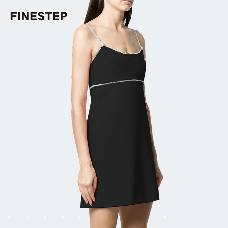 Сексуальное короткое платье-комбинация ТРАПЕЦИЕВИДНОЕ ПЛАТЬЕ высокого качества без рукавов женское платье однотонное мини женское платье с украшением из кристаллов
