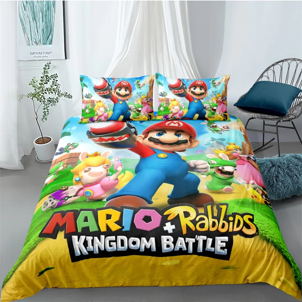 Super Mario Bettbezüge Bettwäsche Set Kissenbezug Single Double Size Kids
