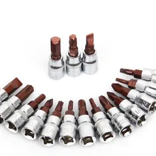 Torx плоская Шестигранная розетка Прецизионная отвертка Набор бит двойной ключ драйвер для электроинструмента 1/" 3/8"