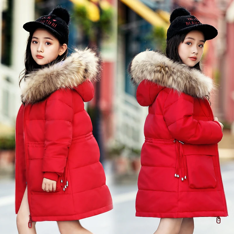 

3-14 Years Girls Winter Jacket Thick Warm Down Jacket Duck Down Filling Kids Snowsuit -30 Degree Children Outwear Coat Z692