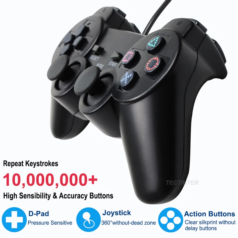 Wired Gamepad for Sony PS2 Controller for Mando PS2/PS2 Joystick for playstation 2 Vibration Shock Joypad Wired USB PC Controle