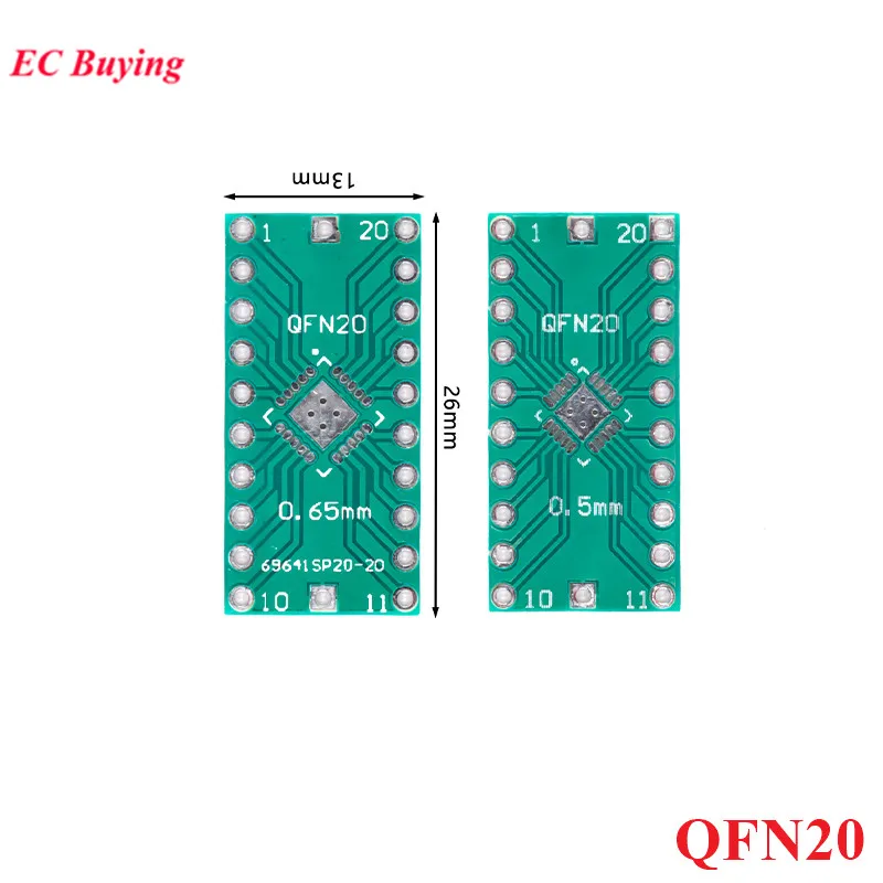 20/10PCS QFN20 Transfer Board Adapter PCB Pinboard SMD to DIP20 DIP Pin IC Test Plate 0.5mm 0.65mm 2.54mm Pitch Converter Socket