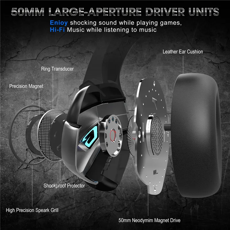 New K5 Pro PS4 Head mounted Stereo Bass Gaming Headphone With Mic LED Light For PC Mobile Phone New Xbox One Computer