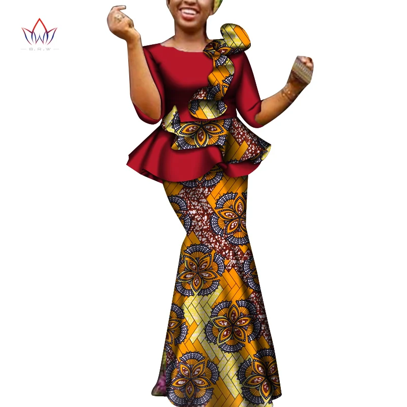 Designer Clothes Women Luxury Top And Skirt Set Bazin Riche New Africa Dashiki Plus Size Women Clothes Set Fashion Style WY6908