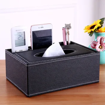 

Creative Leather Tissue Box Multi-purpose Home Living Room Desktop Remote Control Storage Box Paper Napkin Box Customizable Logo