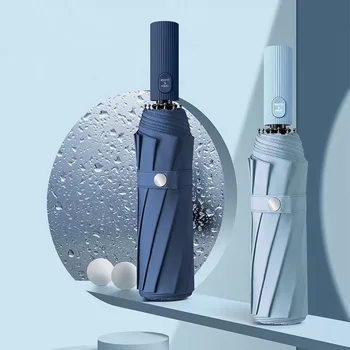 

10/12K Strong Wind Resistant Folding Automatic Rain Umbrellas Business Retro Gentleman Sunshade Umbrella Big Parasol