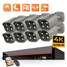 

Techage Ultra HD 4K CCTV PoE Camera System H.265 PoE NVR Kit Video Surveillance 8MP Smart AI Face Detect Security Camera System