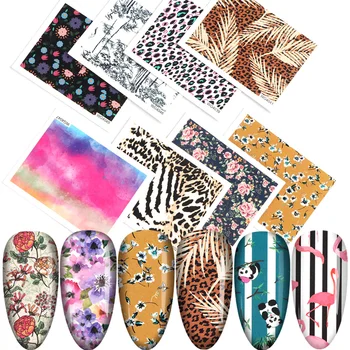 

24pcs Sexy Leopard Flower Leaf Nail Sticker Water Transfer Decals Panda Flamingo Gradient Starry Sky Wrap Slider SAWG4001-4050