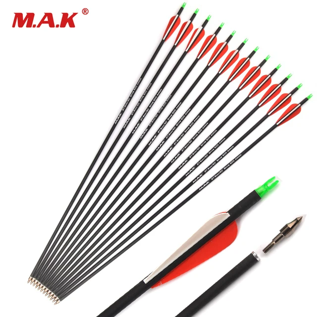 US $9.35 US 12/24/36 Pcs Mixed Carbon Arrow 28/30 Inches Spine 500 Diameter 7.8 mm for Compound/Recurve Bow 