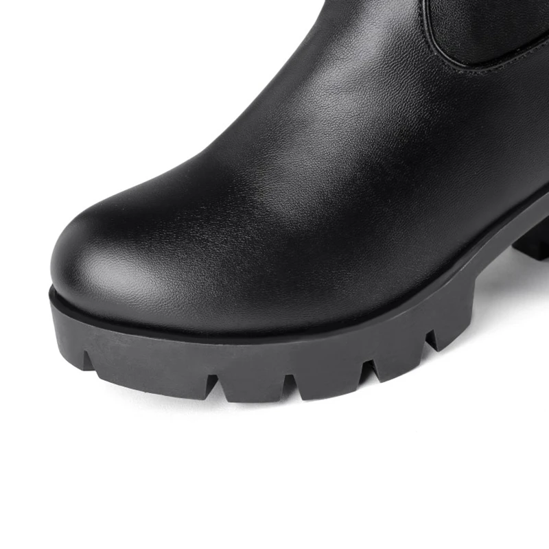 BLXQPYT Big Size 34-46 Autumn Winter Warm Fur Knee High Boots Womens Snow Boots High Heels Zipper Female Shoes woman C19-19