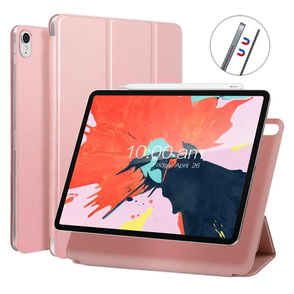 

Tri-fold Stand Cover Case for iPad Pro 12.9 Inch 2018 3rd Generation PU Leather Magnetic Smart Case Auto Wake/Sleep Function