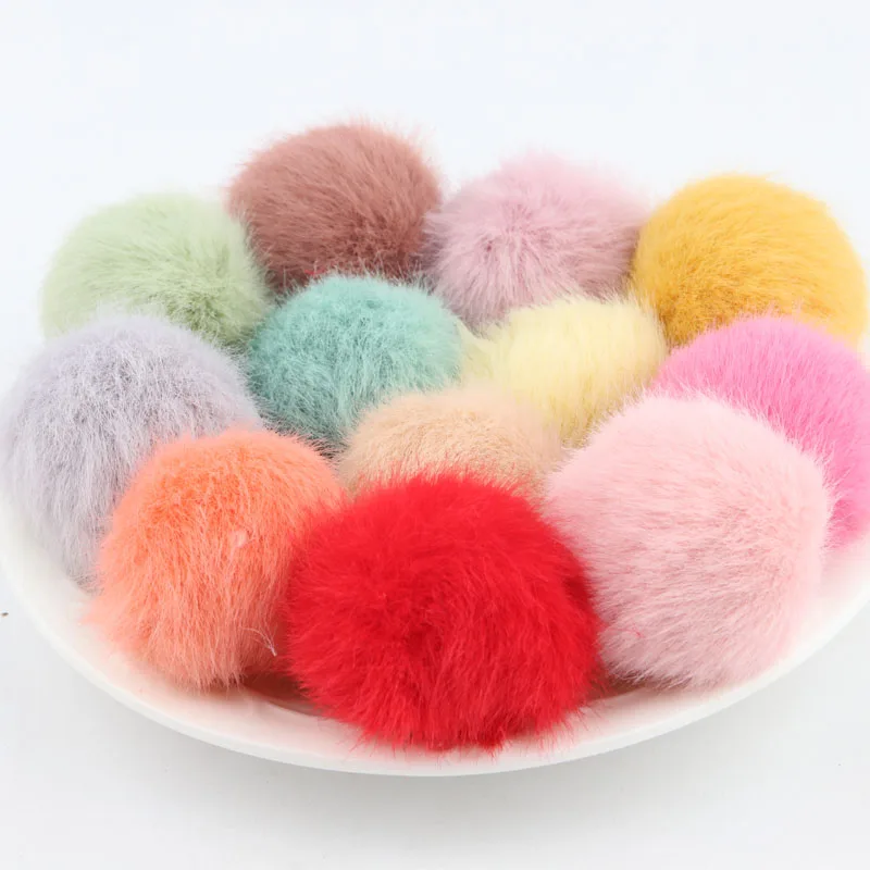 Natural Fluffy Pompom Fur Big Ball Pom Pom Pure Color Pompon Pompoms For Caps Hats Scarf Gloves Clothes Decoration 2.5-3cm 10pcs