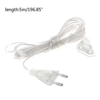 

5m Power Extension Cable Extender Wire For LED String Light Christmas Lights EU Plug X7YF