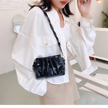 

2020 Women's Fashion Classic Shoulder Bag Lightweight Pleated Handbag Party Clutch Work Club Banquet Small PU Leather Purse