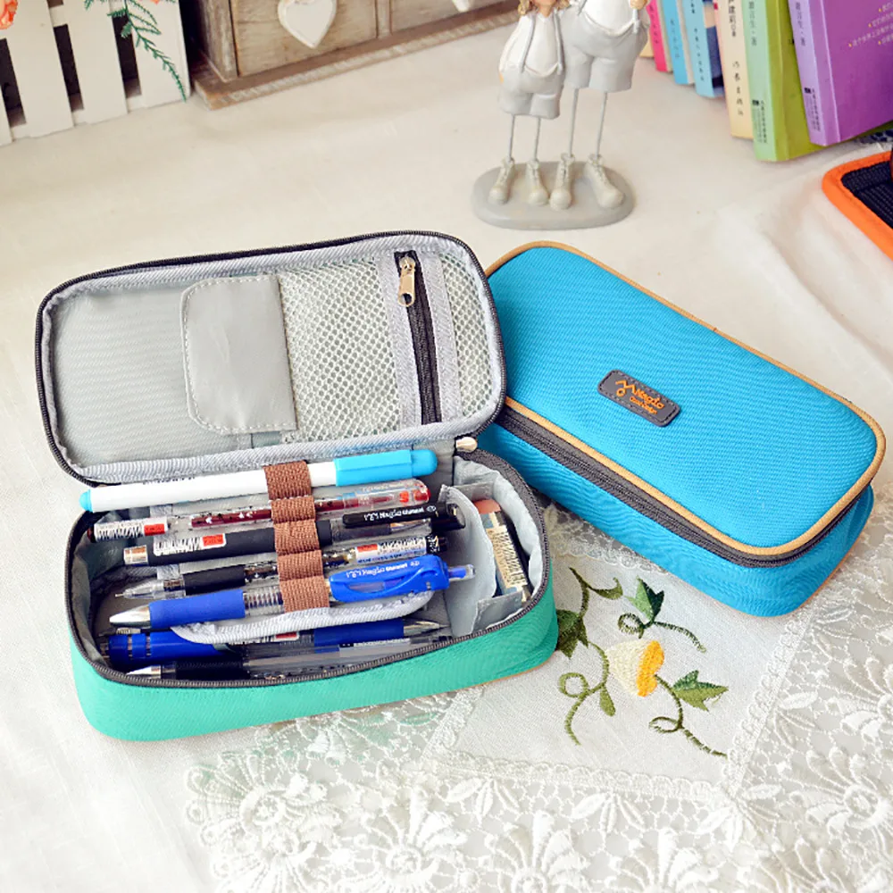 

Students Big Capacity Pen Bag Multifunction Canvas Pencil Case Storage School Stationary