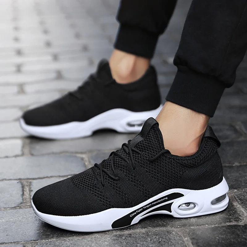 

2019 Autumn MEN'S SHOES Air Cushion Running Shoes Fly Woven Athletic Shoes Low Top Mesh Light Versitile Fashion Casual Jianbu