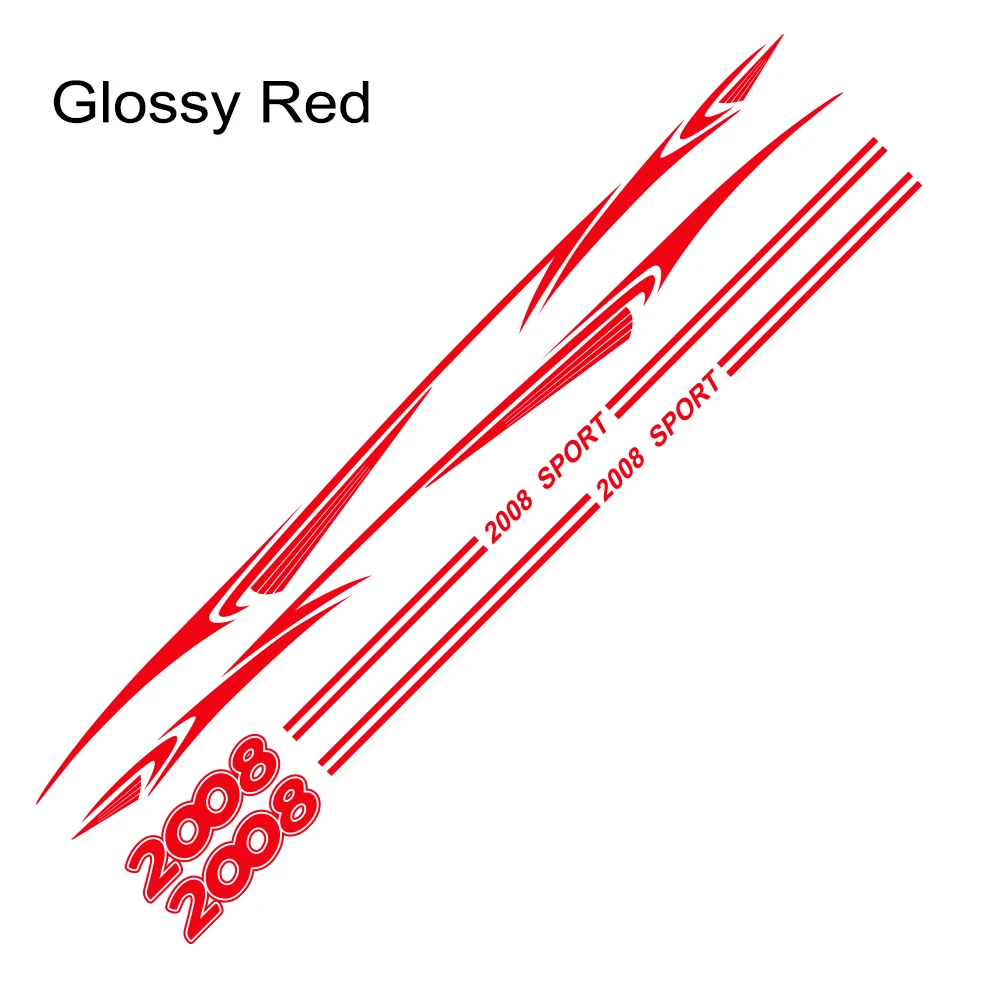 1 Набор, наклейки для автомобиля, боковой двери, юбки для peugeot 2008 3008, светоотражающее виниловое украшение для автоматического кузова, ПВХ наклейки аксессуары для автомобиля - Название цвета: Glossy Red