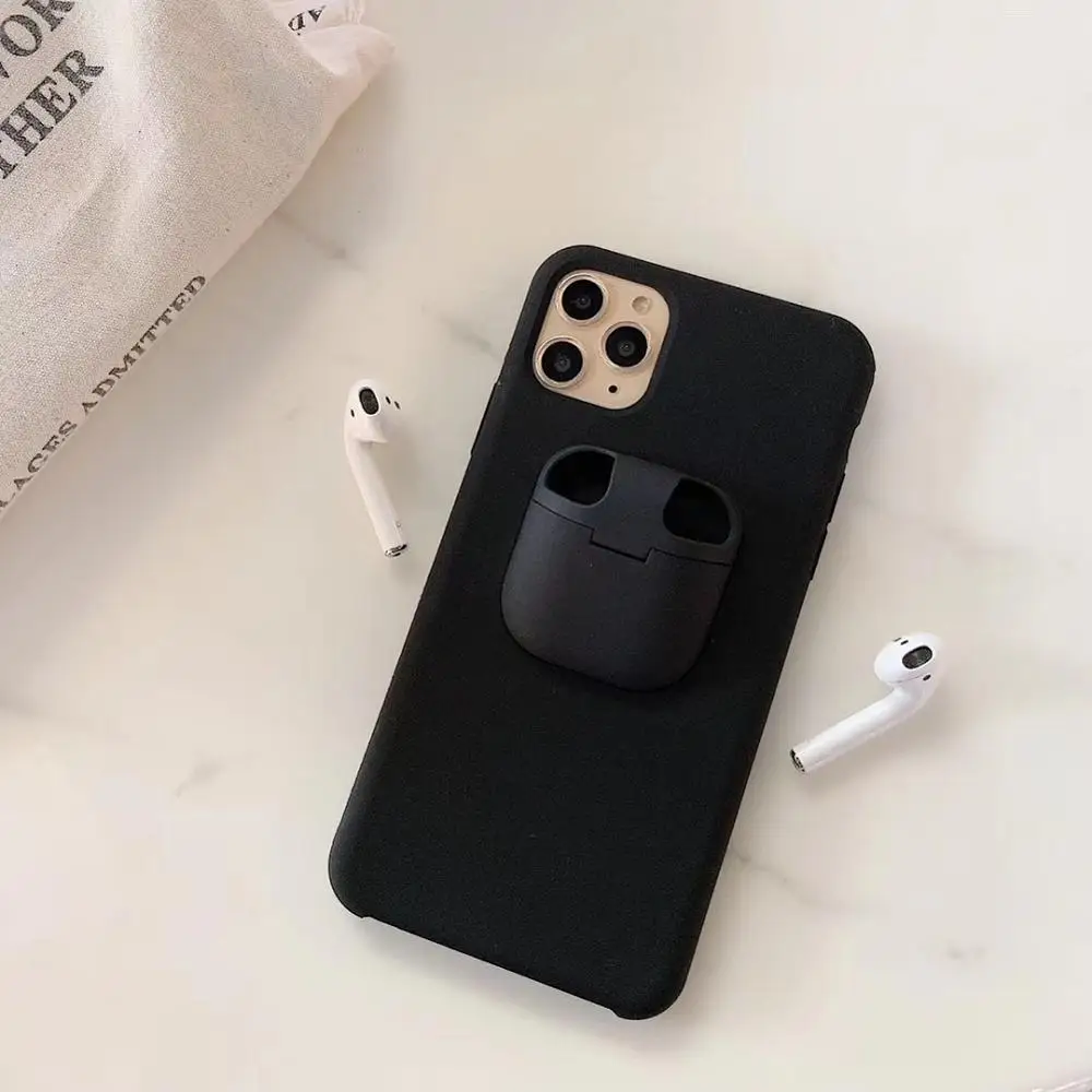 2 в 1 чехол для телефона коробка для наушников для iPhone 11 Pro XS MAX XR X Airpods 2 чехол для хранения гарнитуры задняя крышка для iPhone 7 8 6 6S Plus