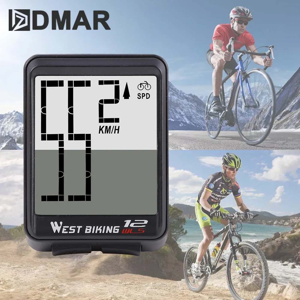 

Wireless Large Digital Bicycle Computer Bike Computer Odometer Speedometer Bike Thermometer Waterproof LCD Backlight