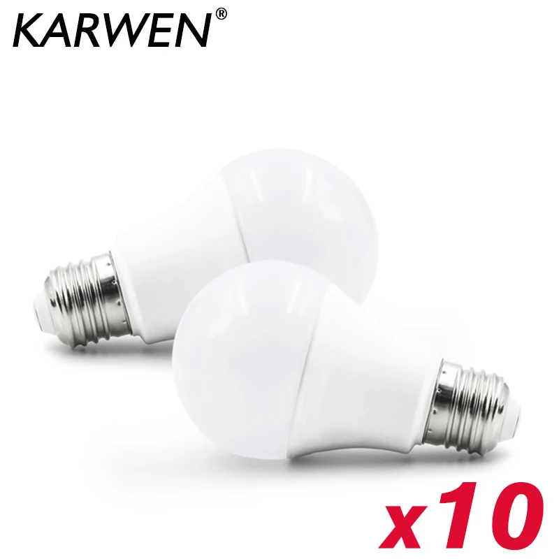 10 шт./лот Светодиодная лампа E27 SMD2835 20 Вт 18 15 12 9 6 3 светодиодные лампы AC 220V экономия