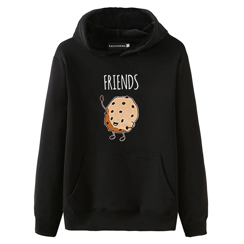 Модные толстовки Best Friends, осенне-зимние женские толстовки с капюшоном и длинным рукавом, женские пуловеры с принтом гамбургера и молока