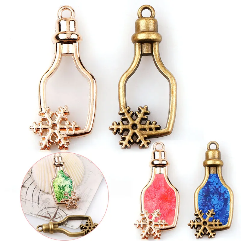 Vintage-Bottle-Snowflake-Antique-Metal-Hollow-Frame-Glue-Blank-Connector-Charms-Pendant-DIY-Jewelry-Findings-Accessories