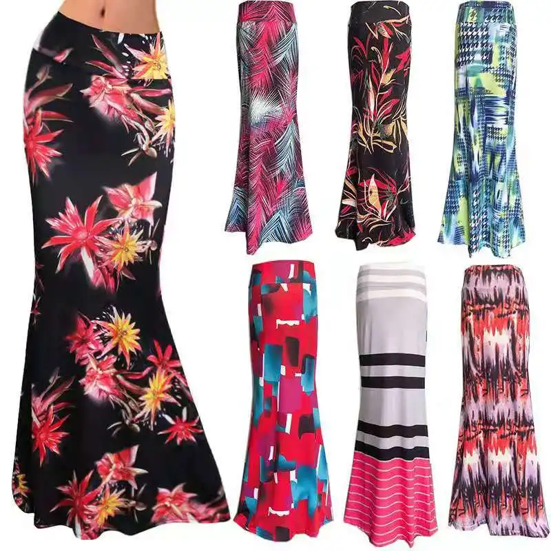 

Hip Jupe Falad High Waist Skirts Large Size Elastic Waist Jupe Femme Female Falda Summer Ladie Vintage Long Maxi Skirt dropship