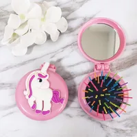 Cartoon Dream Comb Portable Travel Air Bag Massage Cute Cartoon Animal Pattern Folding With Mirror Modeling Tool  Mini Brush 2