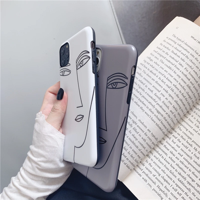 Модный чехол для телефона с абстрактным портретным рисунком для iphone 11 11Pro Max 7 8 Plus 6 6S X XS Max XR матовый мягкий IMD простой чехол