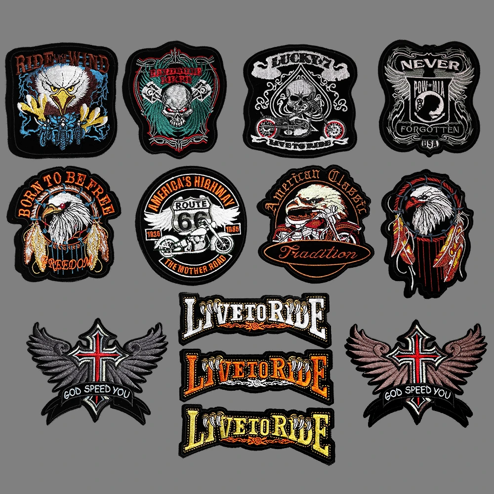 

1 PCS Punk Eagle Patches for Clothes Coat Decor Iron on Bikers Appliques DIY Skull Stripes 3D Diy Embroidery Sticker Badges