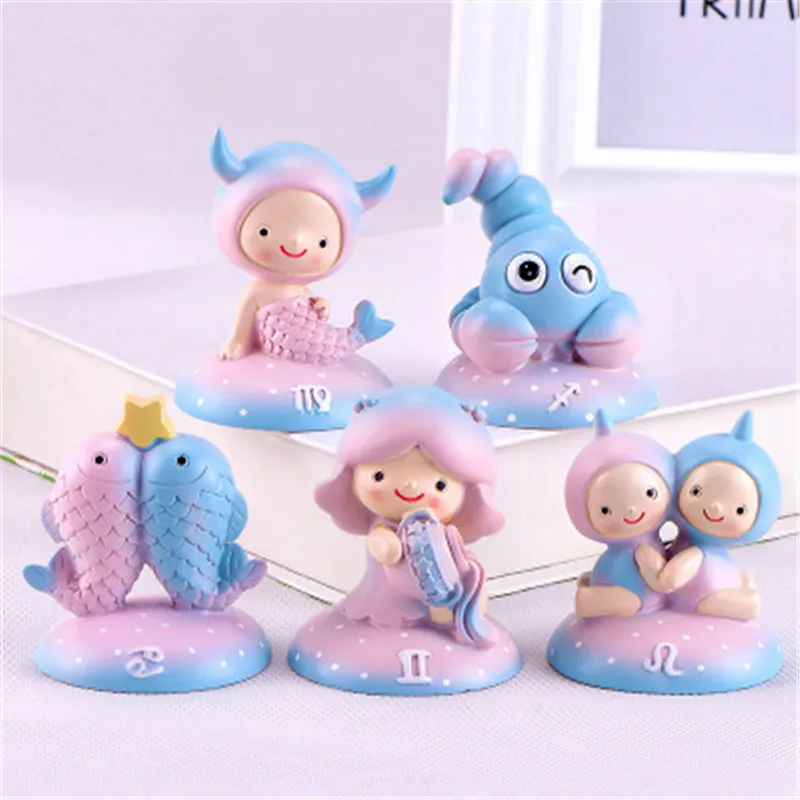 ZOCDOU 1piece Twelve Constellations Doll Birthday Gift Model Small Statue Figurine Crafts Figure Goldfish Ornament Miniatures | Дом и сад