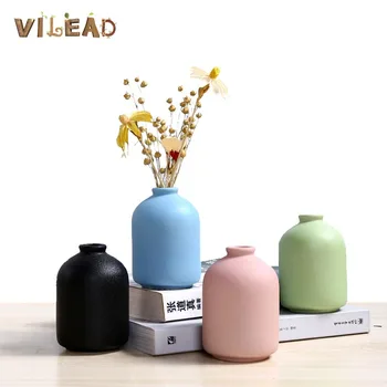 

VILEAD 4 Styles Ceramic Frosted Vase Dried Flowers Hydroponic Mini Flower Vase Desktop TV Cabinet Coffee Table Home Decor