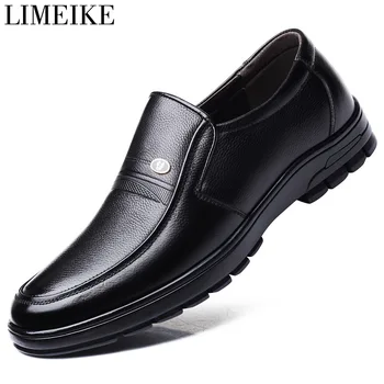

LIMEIKE Genuine Leather Men Dress Shoes Non-slip Formal Wedding Party Office Shoes Breathable Oxfords Fashion