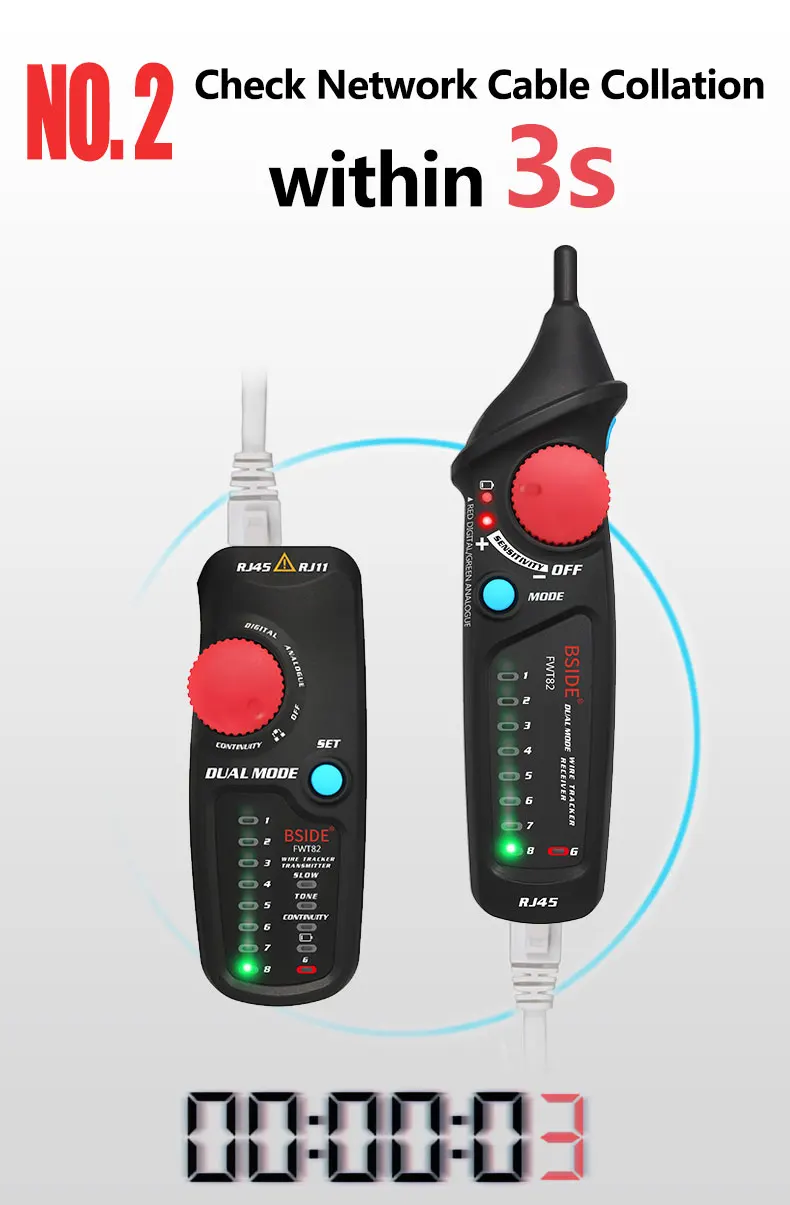 FWT82 Двухрежимная сетевая линия finder RJ45, RJ11 регулируемый кабель, скорость, анти-помехи, детектор, линия Finder