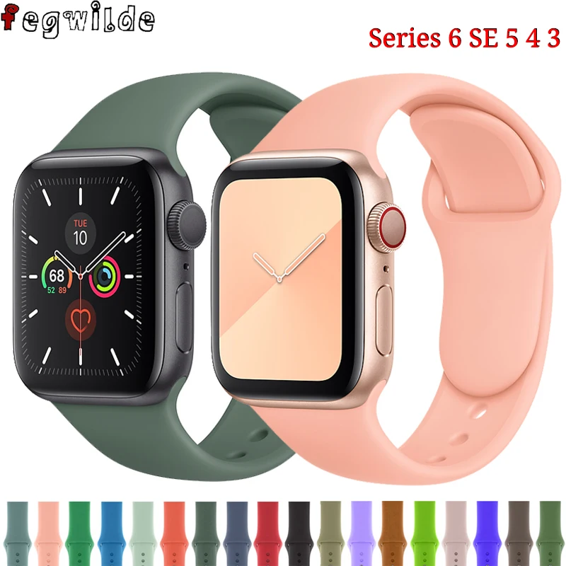 Ремешок для Apple Watch 38 мм 42 40 44 Браслет спортивный силиконовый ремень iWatch Series 5 4 3 SE 6