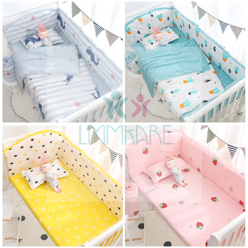 2021 Cotton Breathable Baby Crib Bumper Pads Crib Liner Cot Sets For