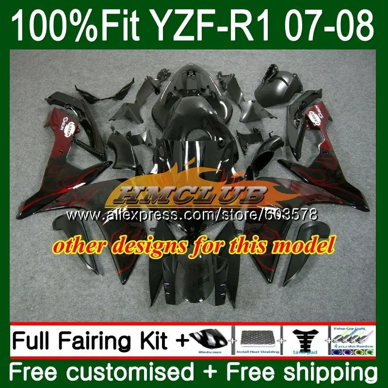 Инъекций для YAMAHA YZF R 1 YZF 1000 YZF-R1 2007 2008 49CL. 25 глянцевый красный YZF R1 07 YZF1000 YZF-1000 YZFR1 07 08 OEM обтекатели