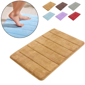 

40x60CM Home Bath Mat Non-slip Bathroom Carpet Soft Coral Fleece Memory Foam Rug Mat Kitchen Toilet Floor Decor