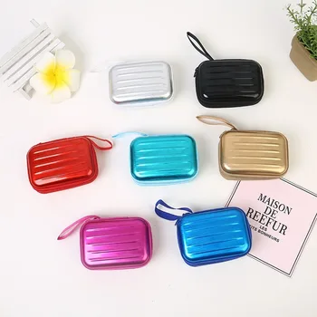 

2020 new women's bag wallet creative Russ rectangular zipper bag headphone keychain box tinplate storage coin purse