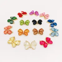 10PCS/Lot 2.2*2.8CM Resin Alloy Flatback Butterfly Button For DIY Clothing Applique Metal Wedding Embellishment Jewelry Craft 1